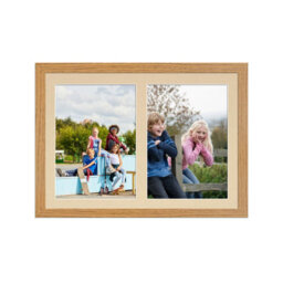 AK Frames 20X14 Oak Modern Multi Photo Frame With Ivory Mount - Holds 2 Apertures (2X) A4 Photos - thumbnail 1