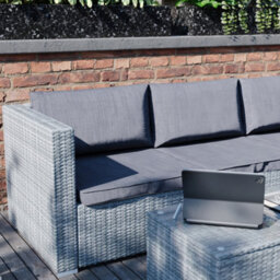 Lassic Vida Designs 4 Seater Rattan Garden Bistro Set With Modular Sofa And Table, Grey - thumbnail 6