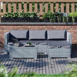 Lassic Vida Designs 4 Seater Rattan Garden Bistro Set With Modular Sofa And Table, Grey - thumbnail 5
