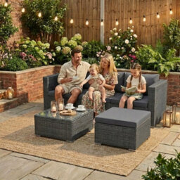 Lassic Vida Designs 4 Seater Rattan Garden Bistro Set With Modular Sofa And Table, Grey - thumbnail 1