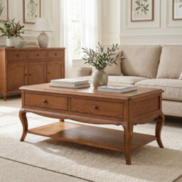 The Furniture Market French Chateau Dark Oak 2 Drawer Coffee Table Solid Oak Living Room Coffee Table Storage Coffee Table Furniture