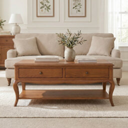 The Furniture Market French Chateau Dark Oak 2 Drawer Coffee Table Solid Oak Living Room Coffee Table Storage Coffee Table Furniture - thumbnail 2