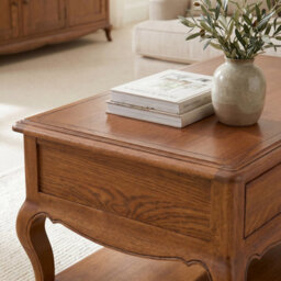The Furniture Market French Chateau Dark Oak 2 Drawer Coffee Table Solid Oak Living Room Coffee Table Storage Coffee Table Furniture - thumbnail 3