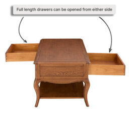 The Furniture Market French Chateau Dark Oak 2 Drawer Coffee Table Solid Oak Living Room Coffee Table Storage Coffee Table Furniture - thumbnail 5