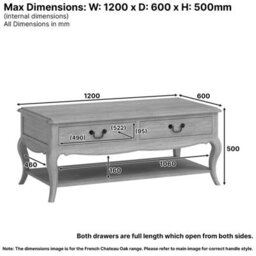 The Furniture Market French Chateau Dark Oak 2 Drawer Coffee Table Solid Oak Living Room Coffee Table Storage Coffee Table Furniture - thumbnail 9