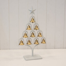 Four Candle Off White Christmas Tree With Brushed Gold Bells 38Cm - thumbnail 2