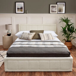Home Treats Ottoman Bed Frame Double White Boucle Storage Bed - No Mattress - thumbnail 3