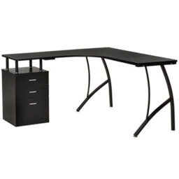 Wyld Haus Keba 143.5Cm Black Industrial L-Shaped Corner Desk With 3-Drawer Storage - thumbnail 2
