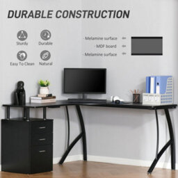 Wyld Haus Keba 143.5Cm Black Industrial L-Shaped Corner Desk With 3-Drawer Storage - thumbnail 6