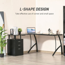 Wyld Haus Keba 143.5Cm Black Industrial L-Shaped Corner Desk With 3-Drawer Storage - thumbnail 8