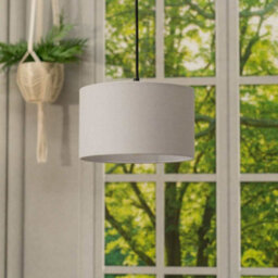 Valuelights Reni Pair Of Grey Fabric Drum Ceiling Lamp Shades (D)25Cm - thumbnail 5