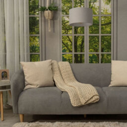 Valuelights Reni Pair Of Grey Fabric Drum Ceiling Lamp Shades (D)25Cm