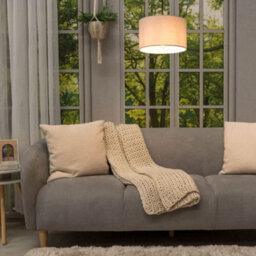 Valuelights Reni Pair Of Grey Fabric Drum Ceiling Lamp Shades (D)25Cm - thumbnail 2