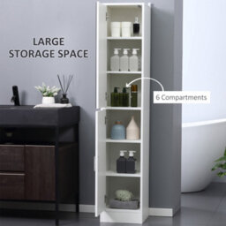Kleankin Tall Mirrored Bathroom Cabinet With Adjustable Shelf White - thumbnail 4