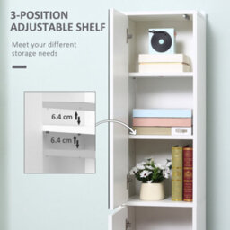 Kleankin Tall Mirrored Bathroom Cabinet With Adjustable Shelf White - thumbnail 6
