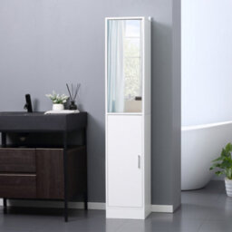 Kleankin Tall Mirrored Bathroom Cabinet With Adjustable Shelf White - thumbnail 1