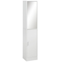 Kleankin Tall Mirrored Bathroom Cabinet With Adjustable Shelf White - thumbnail 2