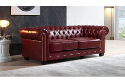 Furniture Instore Chesterfield Red Leather Antique 3+2 Seater Sofa Set - thumbnail 2