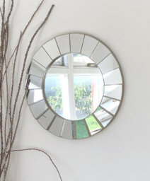 Annibells Silver Art Deco Round Wall Mirror Retro Style (22516)