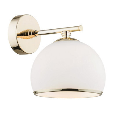 Luminosa Lighting Luminosa Marbella Dome Wall Lamp Opal Matt, Brass Steel