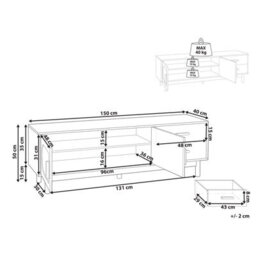 Wyld And Coco Living Boho Tv Stand For Tvs Up To 70 Inches, Light Brown With Rattan Fronts - thumbnail 3