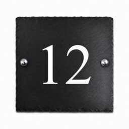 Rustic Slate House Number 12 With White Infill (15 X 15Cm) - thumbnail 1