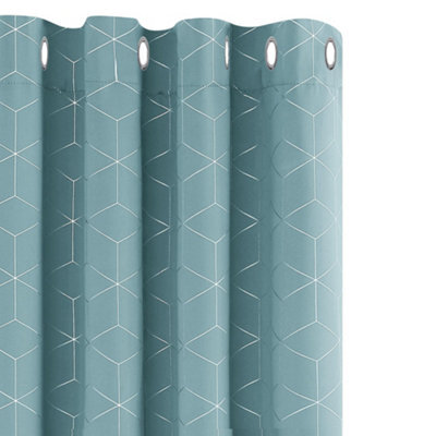 Deconovo Blackout Curtains, Eyelet Curtains, Diamond Foil Thermal Curtains For Living Room, 46 X 90 Inch, Sky Blue, One Pair - image 1