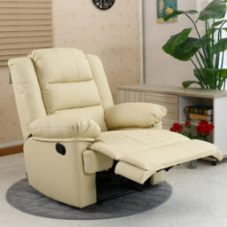 More4Homes Loxley Bonded Leather Recliner Armchair Sofa Home Lounge Chair Reclining Gaming (Cream)