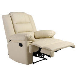 More4Homes Loxley Bonded Leather Recliner Armchair Sofa Home Lounge Chair Reclining Gaming (Cream) - thumbnail 5