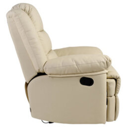 More4Homes Loxley Bonded Leather Recliner Armchair Sofa Home Lounge Chair Reclining Gaming (Cream) - thumbnail 4