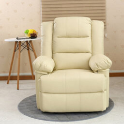 More4Homes Loxley Bonded Leather Recliner Armchair Sofa Home Lounge Chair Reclining Gaming (Cream) - thumbnail 7