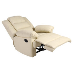 More4Homes Loxley Bonded Leather Recliner Armchair Sofa Home Lounge Chair Reclining Gaming (Cream) - thumbnail 6