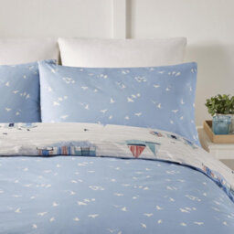 Fusion Beach Huts Summer Seaside Print Blue Duvet Cover Set - thumbnail 6