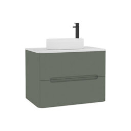 Royal Bathrooms Venice 700mm Sage Green Wall Mounted Bathroom Countertop Vanity Unit 2 Drawer With Lyon Basin - thumbnail 7
