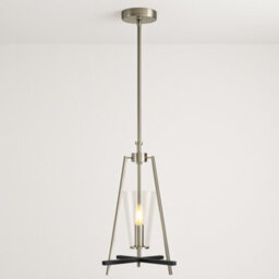 CGC Lighting Cgc Danika Satin Silver Steel And Black Ceiling Pendant Light