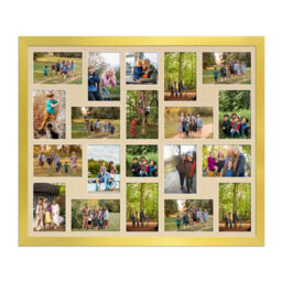 AK Frames 80X70Cm Gold Modern Multi Photo Frame With Ivory Mount - Holds 20 Apertures (18X) 6X4, (2X) 4X4 Photos
