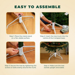 Festive Fix White Metal Christmas Tree Stand Heavy Duty Base With Adjustable Screws For Real And Artificial Christmas Trees - thumbnail 7