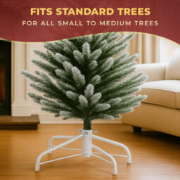 Festive Fix White Metal Christmas Tree Stand Heavy Duty Base With Adjustable Screws For Real And Artificial Christmas Trees - thumbnail 6