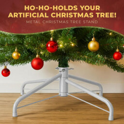Festive Fix White Metal Christmas Tree Stand Heavy Duty Base With Adjustable Screws For Real And Artificial Christmas Trees - thumbnail 3