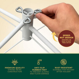 Festive Fix White Metal Christmas Tree Stand Heavy Duty Base With Adjustable Screws For Real And Artificial Christmas Trees - thumbnail 5