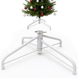 Festive Fix White Metal Christmas Tree Stand Heavy Duty Base With Adjustable Screws For Real And Artificial Christmas Trees