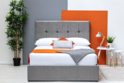 Horwood Grey Velvet Gas Lift Ottoman Storage Bed Frame King Size 5Ft - thumbnail 1