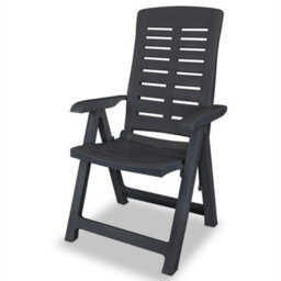Berkfield Reclining Garden Chairs 4 Pcs Plastic Anthracite - thumbnail 3