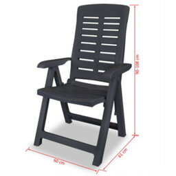 Berkfield Reclining Garden Chairs 4 Pcs Plastic Anthracite - thumbnail 8
