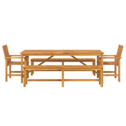 Berkfield Garden Dining Set 5 Pcs Brown 200 X 90 X 74 Cm - thumbnail 8