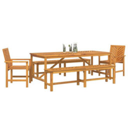 Berkfield Garden Dining Set 5 Pcs Brown 200 X 90 X 74 Cm - thumbnail 3