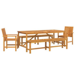 Berkfield Garden Dining Set 5 Pcs Brown 200 X 90 X 74 Cm - thumbnail 2