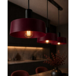 Luminosa Lighting Luminosa Wine Bar Pendant Ceiling Light Black, Burgundy 3X E27 - thumbnail 3