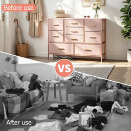 Pink 9 Drawer Chest Of Drawers Modern Chest Of Drawers Bedroom Furniture Storage Bedside Cabinet - thumbnail 5