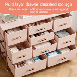 Pink 9 Drawer Chest Of Drawers Modern Chest Of Drawers Bedroom Furniture Storage Bedside Cabinet - thumbnail 6